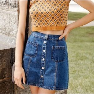 BDG Denim Button Front Mini Skirt